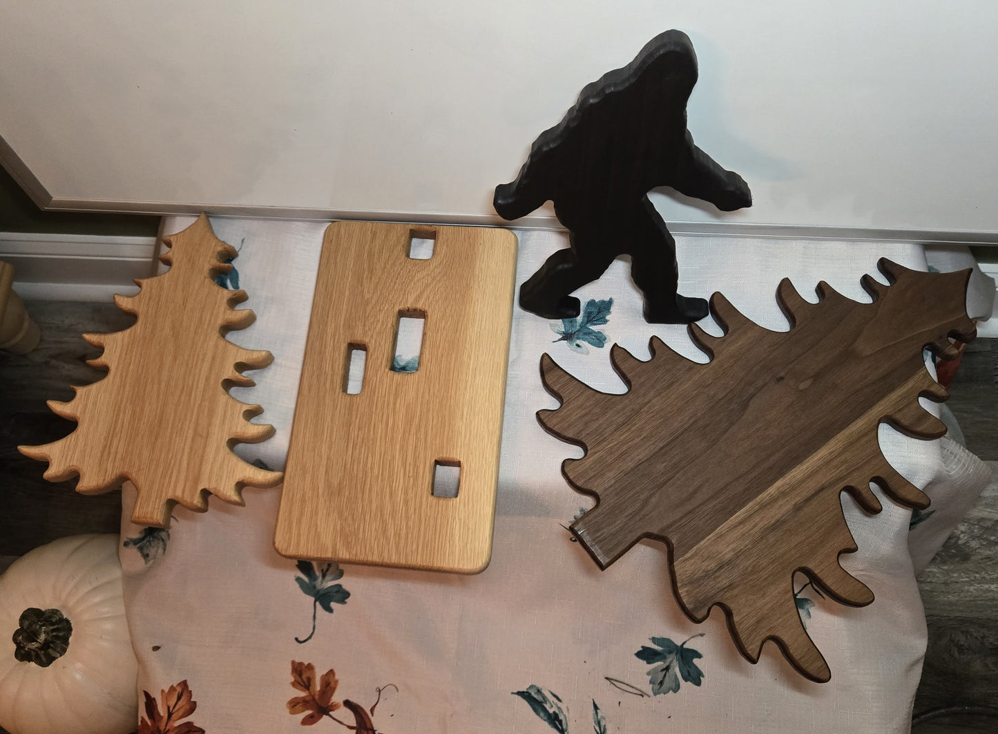 "Bigfoot Among the Pines" - Handcrafted Solid Walnut & White Oak Wood Sculpture