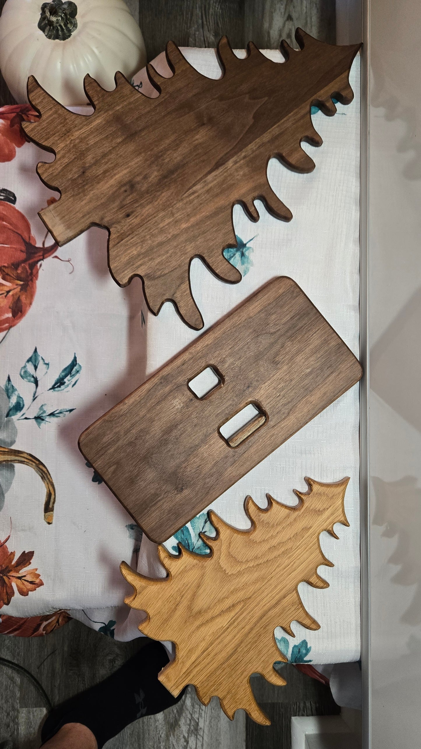 Walnut & White Oak Nested Trees on Stand — 16.25" Handcrafted Décor