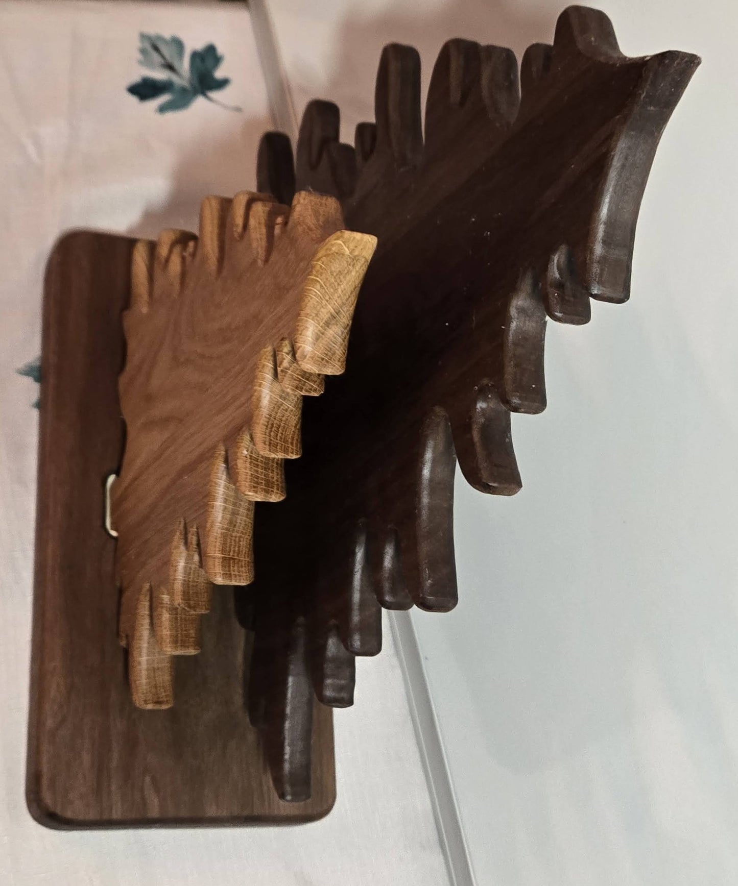 Walnut & White Oak Nested Trees on Stand — 16.25" Handcrafted Décor