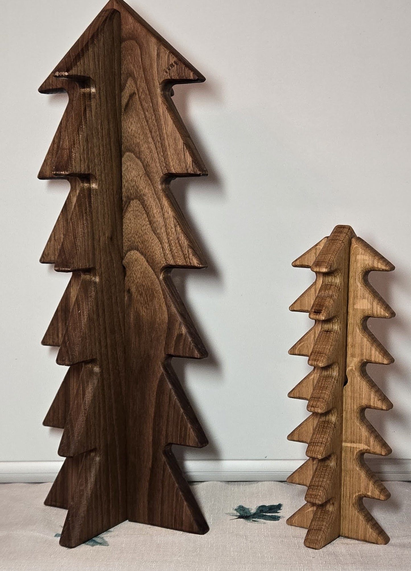 “Woodland Harmony Trees” — Handcrafted Walnut & Oak Mixed-Wood Decor Set (One Large, One Small)
