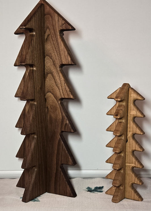“Woodland Harmony Trees” — Handcrafted Walnut & Oak Mixed-Wood Decor Set (One Large, One Small)