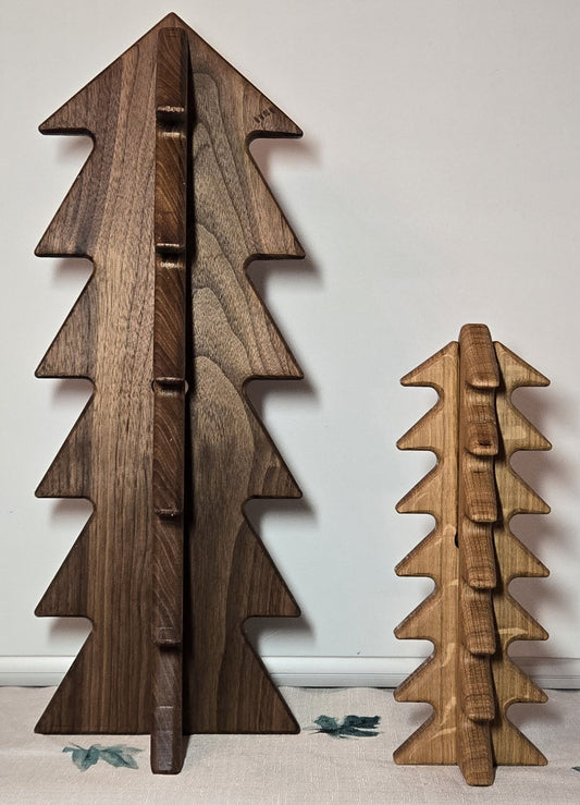 “Woodland Harmony Trees” — Handcrafted Walnut & Oak Mixed-Wood Decor Set (One Large, One Small)