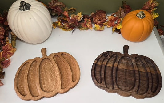 Handcrafted Pumpkin-Shaped Serving Tray — Solid Walnut or White Oak