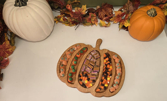 Handcrafted Pumpkin-Shaped Serving Tray — Solid Walnut or White Oak