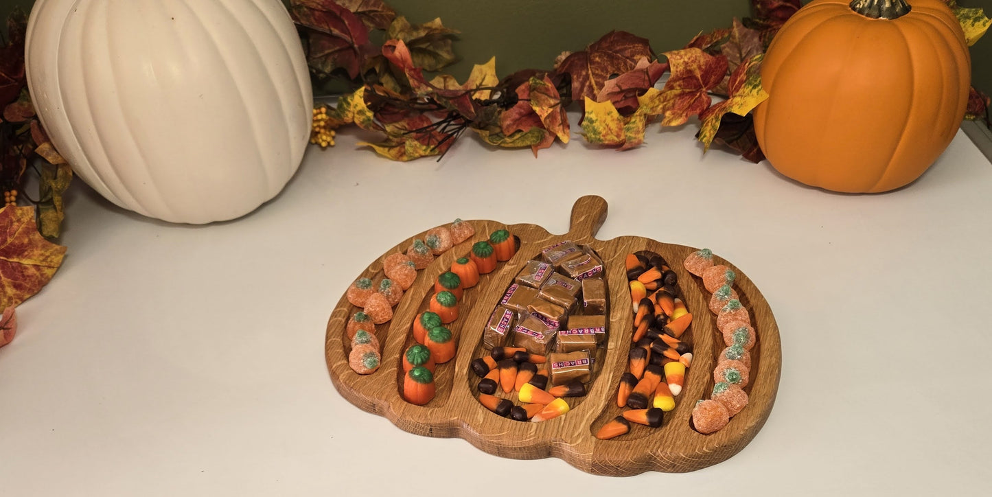 Handcrafted Pumpkin-Shaped Serving Tray — Solid Walnut or White Oak