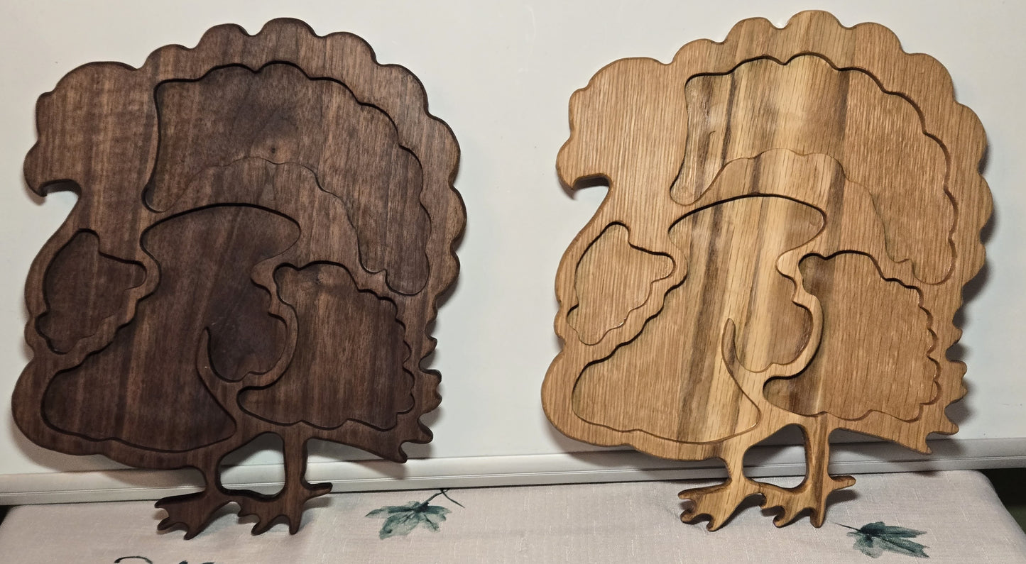 Carved Turkey Charcuterie/Serving Board — Handmade in America (Oak or Walnut)